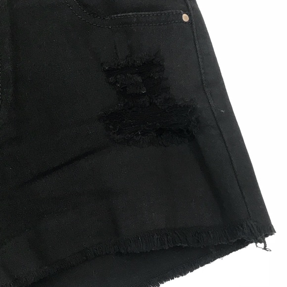Pacsun High Rise Shorts Black Distressed EUC 25 - Picture 3 of 6